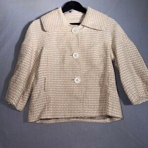 Votre Nom Vintage 4 Textured Tweed Cropped Blazer Retro Coquette Light Academia